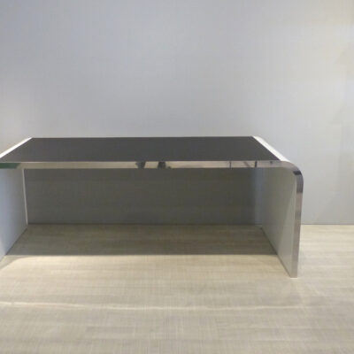 müller metall möbel outlet Highline Schreibtisch weiß mit schwarzer Linoleum Arbeitsfläche